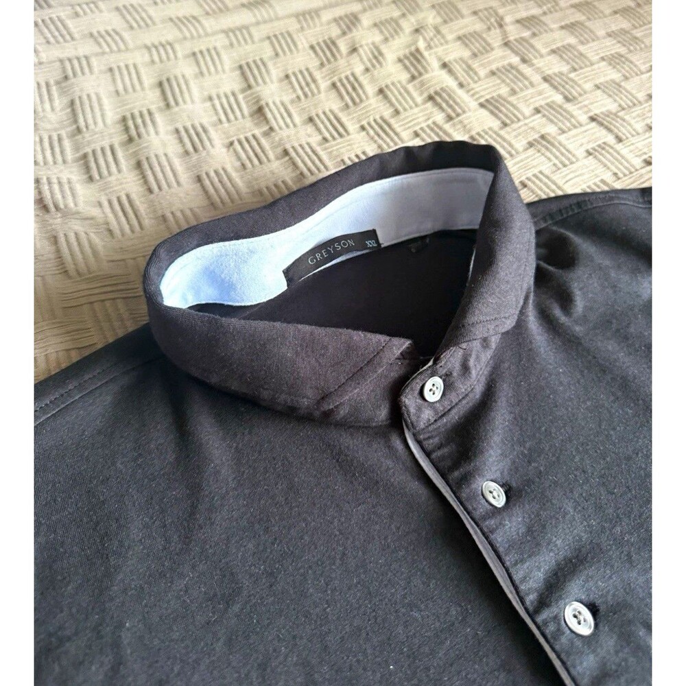 Greyson Men’s 2XL Big & Tall Black Solid Long Sleeve Band Collar Polo Shirt